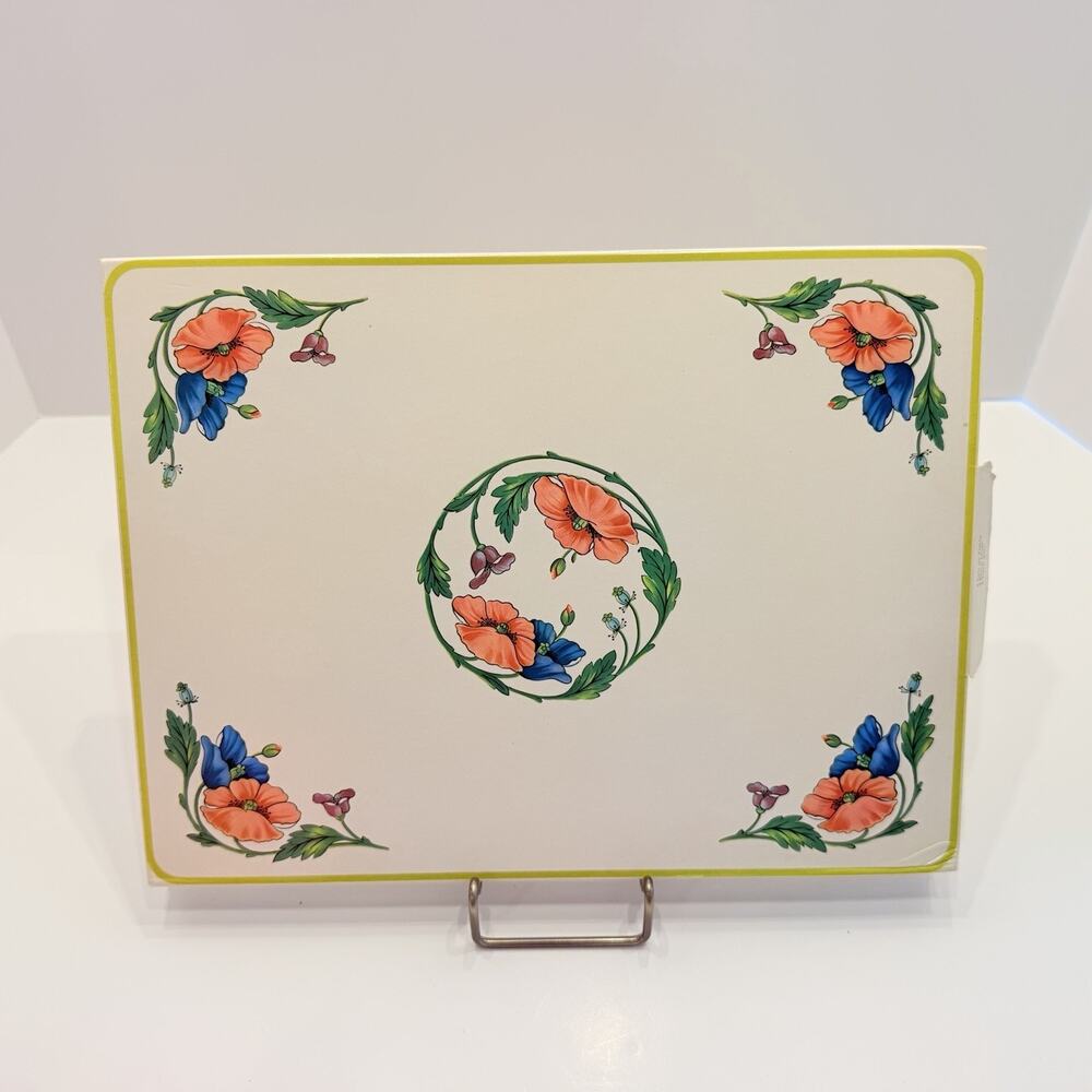 Villeroy & Boch VTG Amapola Poppy Flowers Cork Back Placemat 12”x9” Box 4 (C4)